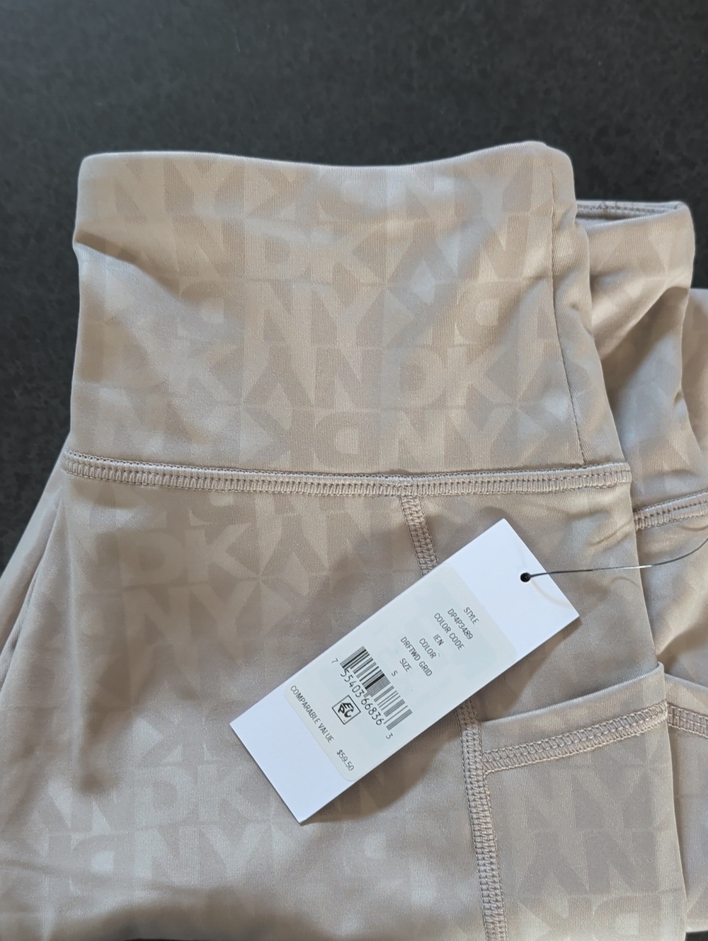 Dkny Neutral Logo-Jacquard High Waist Leggings in Cream